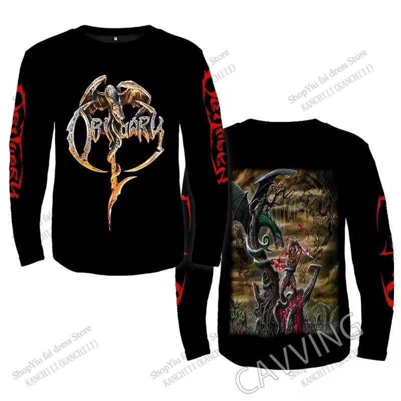 New Retro Rock Obituary Band 3D Print Long Sleeve T-Shirt Men Women Fashion Sport Hip Hop Tops Tees Men Clothing Outdoor T-Shirt