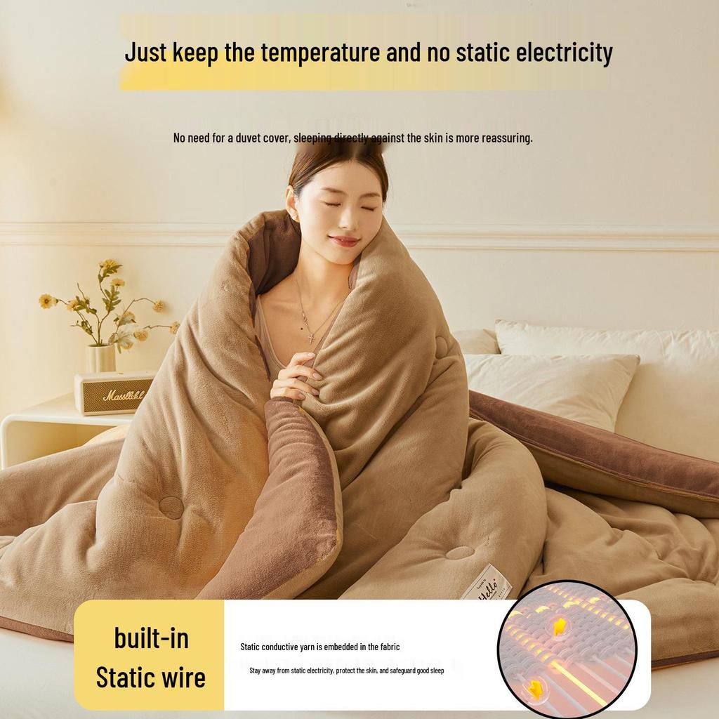 Edredón de Forro Polar de Doble Cara de Terciopelo de Leche - Grueso, Cálido, Edredón de Forro Polar Coral para Todas las Estaciones para Dormitorio