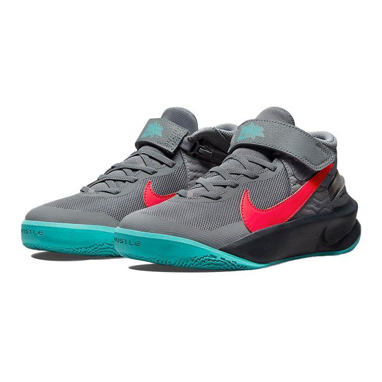 Nike Team Hustle D10 FlyEase GS Smoke Grey Washed Teal Siren Red Kids Sneakers Dark-Smoke-Grey DD7303-008