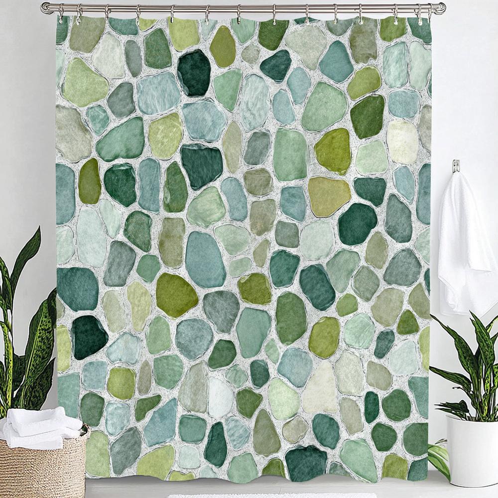 Modern Mosaic Shower Curtain,Waterproof Bathroom Decor, Unique Gift, Stylish Design,Elegant Home Decoration Curtain With Hooks