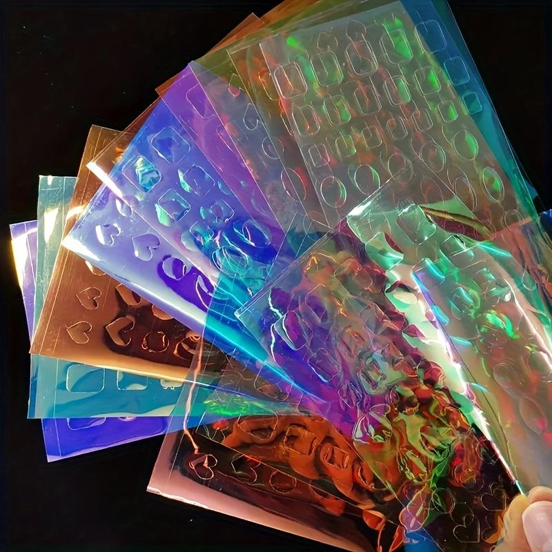 11pcs/Set Aurora Glass Foil Transfer Nail Art Stickers Kit, Self-Adhesive Colorful Nail Decals Reflective Laser Nail Paper for Nail Beauty Decoration