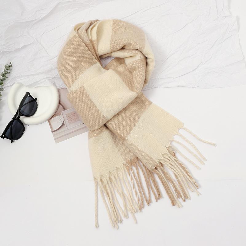 New Korean Style Classic Plaid Scarf for Women in Autumn and Winter Thickened and Warm  Versatile Shawl for Students To Wear As A Scarf