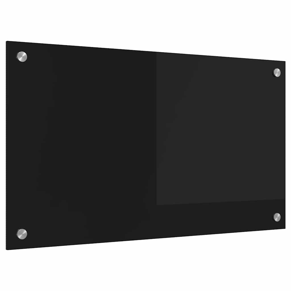 Kitchen Backsplash Black 70 x 40 cm Tempered Glass