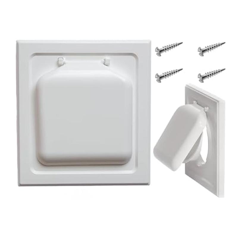 AD23-1 Set Dual Door Dryer Vent Cover 4 Inch Outdoor Vent Cover Duct Tube & Trim Ring Indoor Dryer Vent