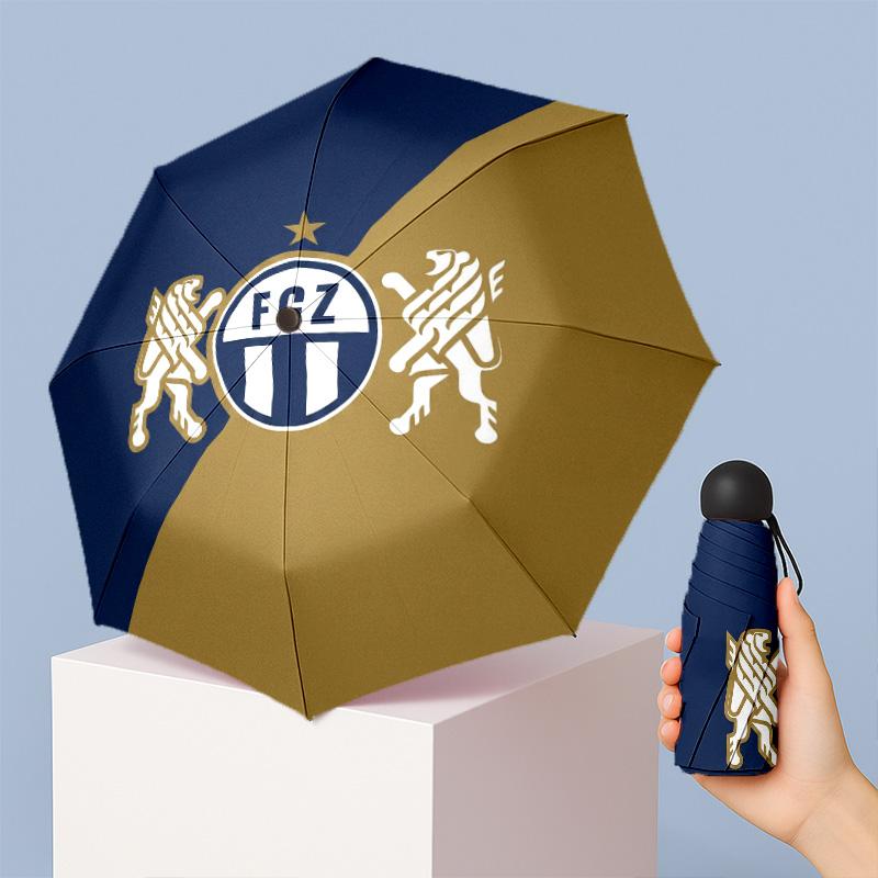 FC Zürich Mini Ombrello Tascabile Pieghevole 5 Pieghe Compatto Leggero Anti UV Protezione Pioggia Sole Ombrello Portatile da Viaggio