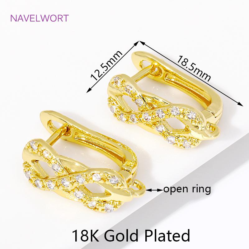 Trendy 18K Gold Plated Shvenzy Earring Hooks,Inlaid Zircon Earring Fixtures,For Jewelry Making DIY Handmade Crafts Wholesale