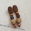 Silver Needle Retro Oval Wooden Stud Earrings: Elegant Ethnic Style with a Luxurious Feel for Women