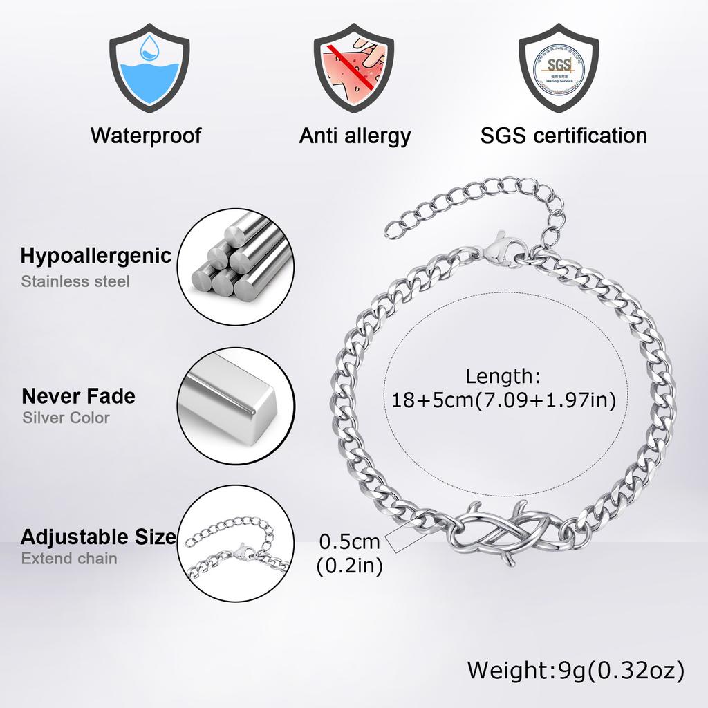 New Men's Chain Bracelet,Never Fade Cuban Chain Wristband,Casual Zircon Gift