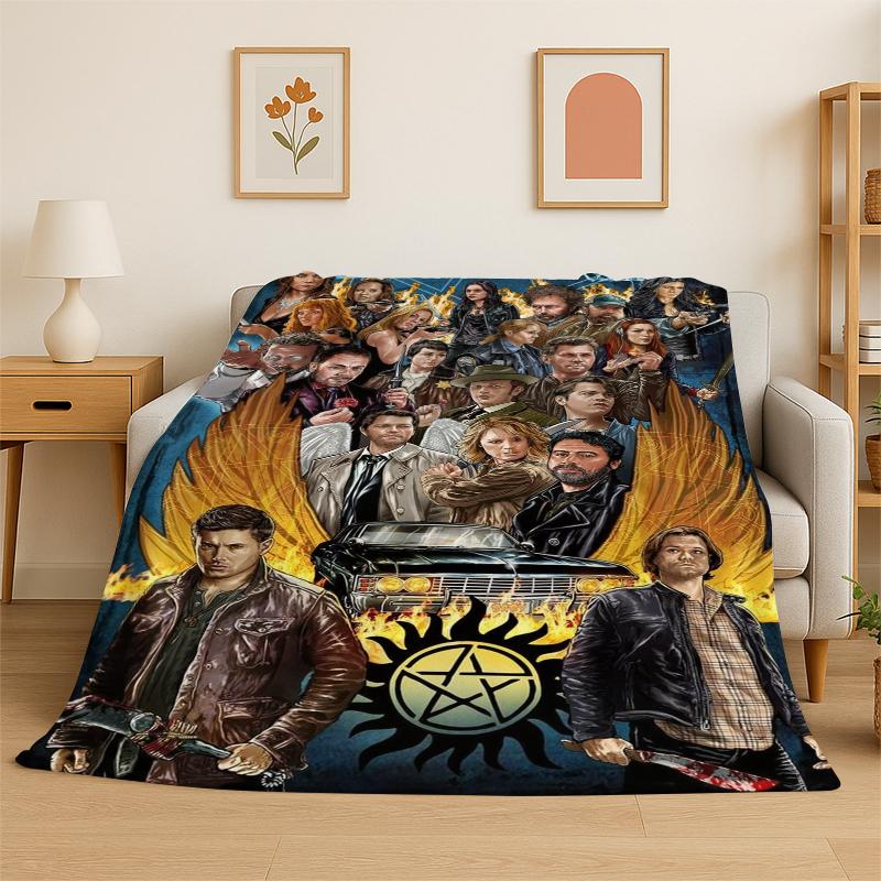 SPN Supernatural Dean Sam TV Flannel Blanket Soft Warm Throw Blanket for Bedroom Living Room Bed Travel Camping Picnic Kid