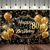 1 Pancarta Decorada Feliz Cumpleaños - Tema Aniversario 80 Negro Dorado adecuada para todas las ocasiones/celebraciones festivas/adultos