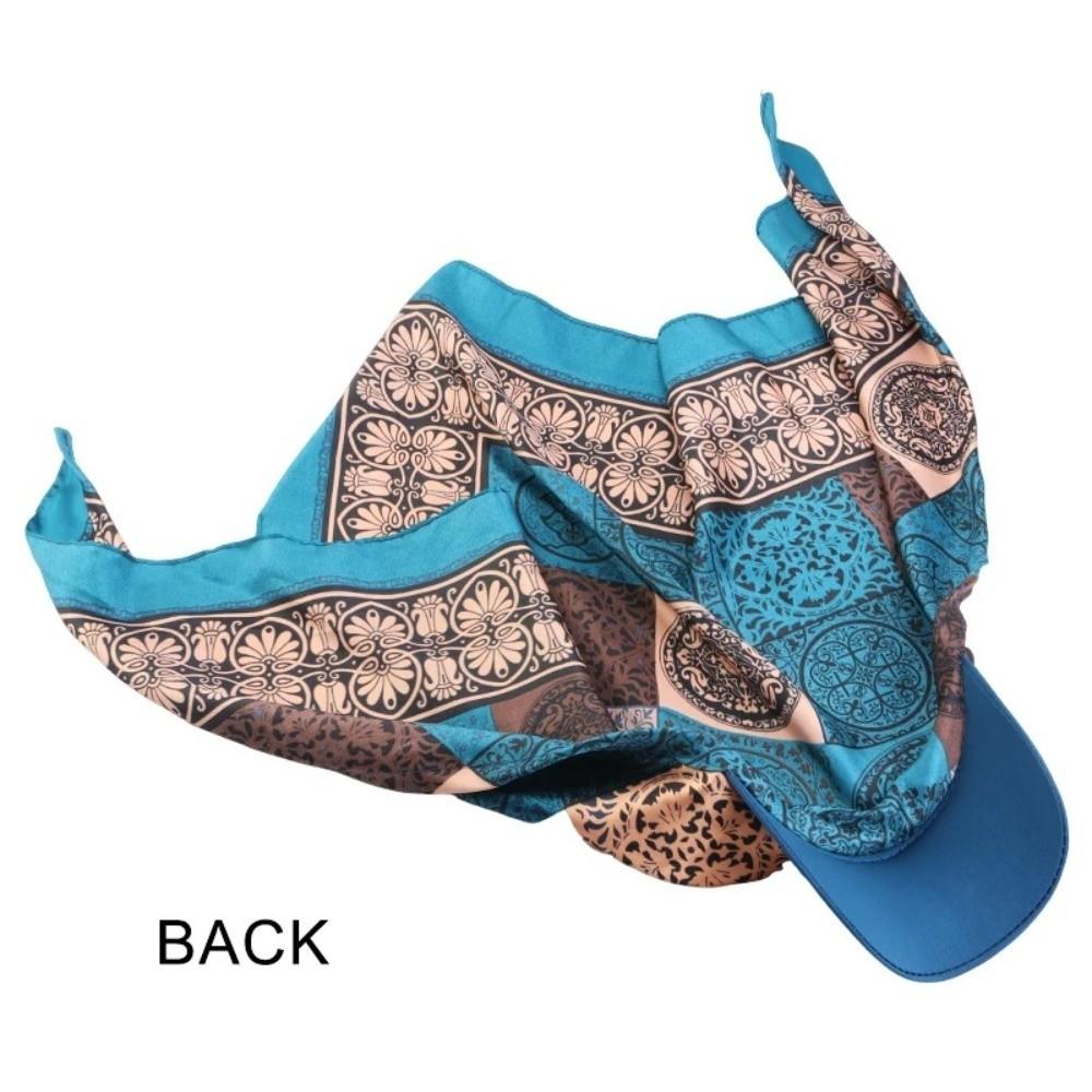 Weiches Bedrucktes Satin Kopftuch Hut UV-Schutz Breiter Rand Chiffon Bedruckte Visierhut Bandana Atmungsaktive Baseball Hijab Mütze