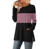 Womens Sweaters Crewneck Long Sleeve Shirts With Pockets Fall Outfits Fashion Winter Clothing Side Slit
