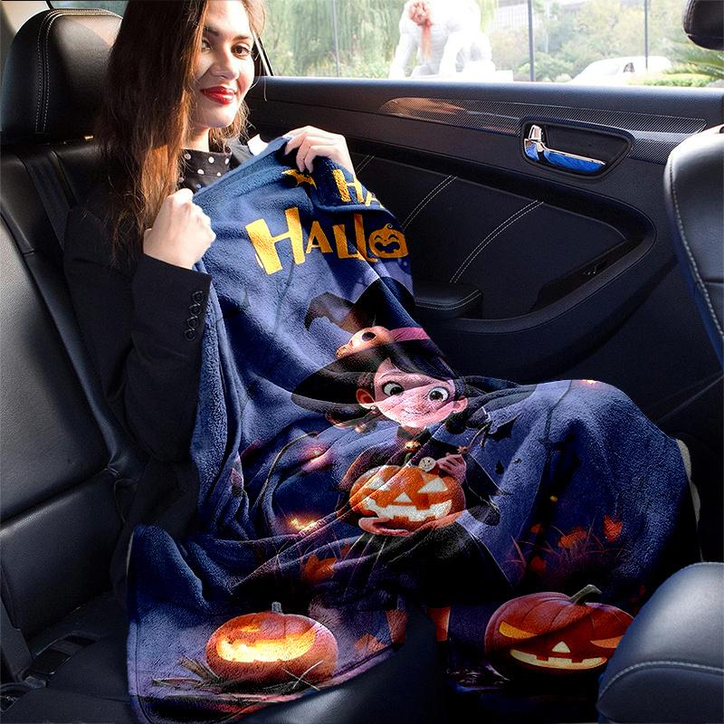 1pc Witch Moon Halloween Pumpkin Blanket  Soft Throw for Room Decor, Perfect Gift Idea, Living Room, Travel, Camping, Car Blankets