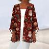 Women's Casual And Fashionable Christmas Printed Lightweight Mid Length Jacket Cardigan
