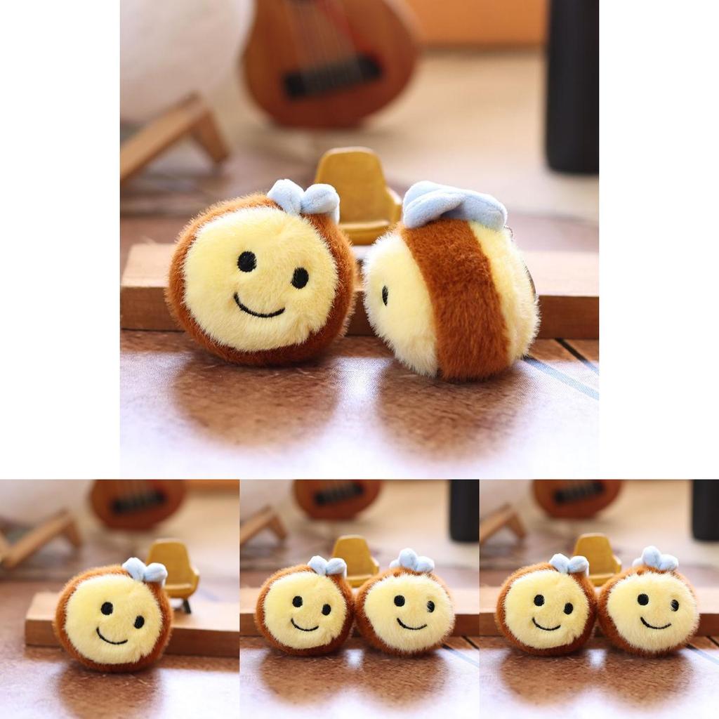Cute Bee Plush Keychain With Soft Short Pile For Bags And Gifts