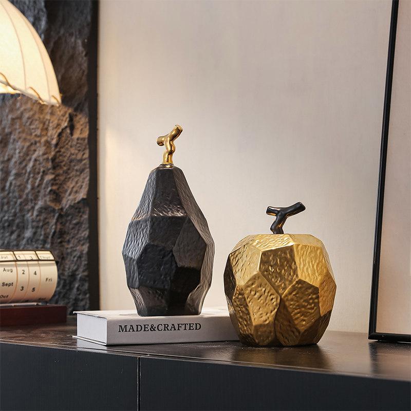 Medieval-style Geometric Apple Ceramic Desktop Ornament-Sophisticated Niche Decor for Living Room Entryway Bedroom Home