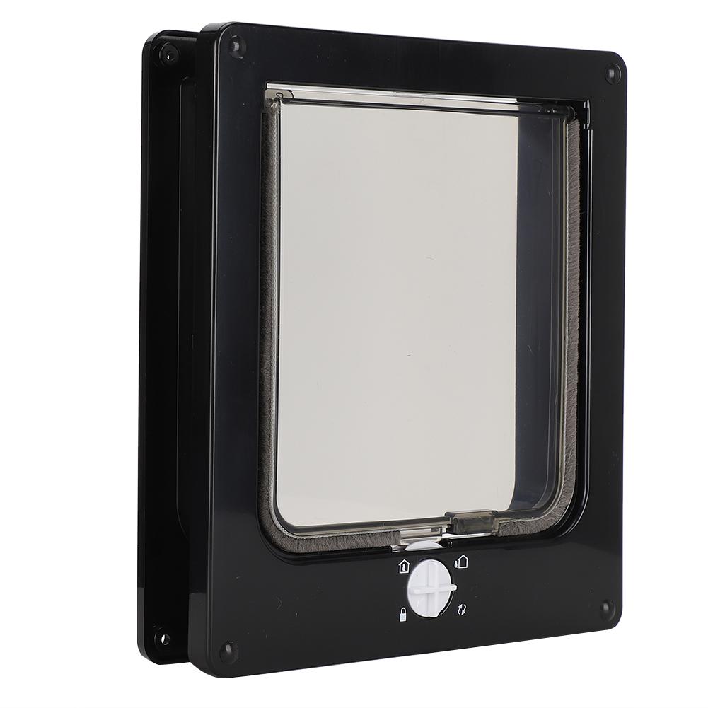 Pet Door with Four Way Locking Positions Flap Door for Cat Dog Pet Security Gate DoorL Black
