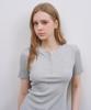 MIND BRIDGE WOMEN [W] Henley Neck Ribbed T-Shirt - 3 Colors