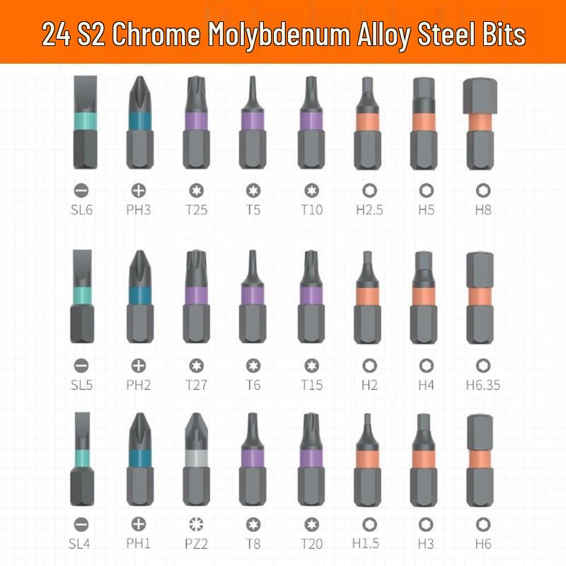 High-Quality 24-in-1 Multi-Functional Ratchet Screwdriver Set with S2 Steel Bits