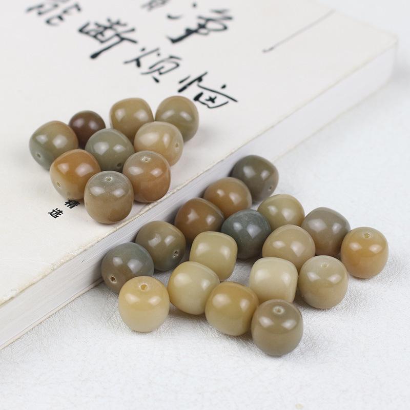 Natural Bodhi Root Loose Barrel Beads, 13*14MM, 108 Handmade DIY Bracelet Accessories.