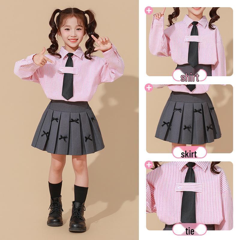 Kids' Academy-Style Striped Shirt & Dress Pants for Choir or Sports Meet