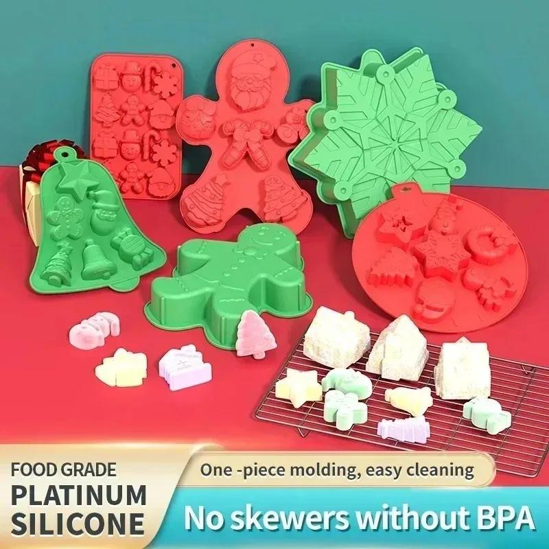 1-20PCS Christmas Tree Silicone Molds Santa Snowman Gingerbread Mold for Candy Jelly Baking Holiday Kitchen Crafts