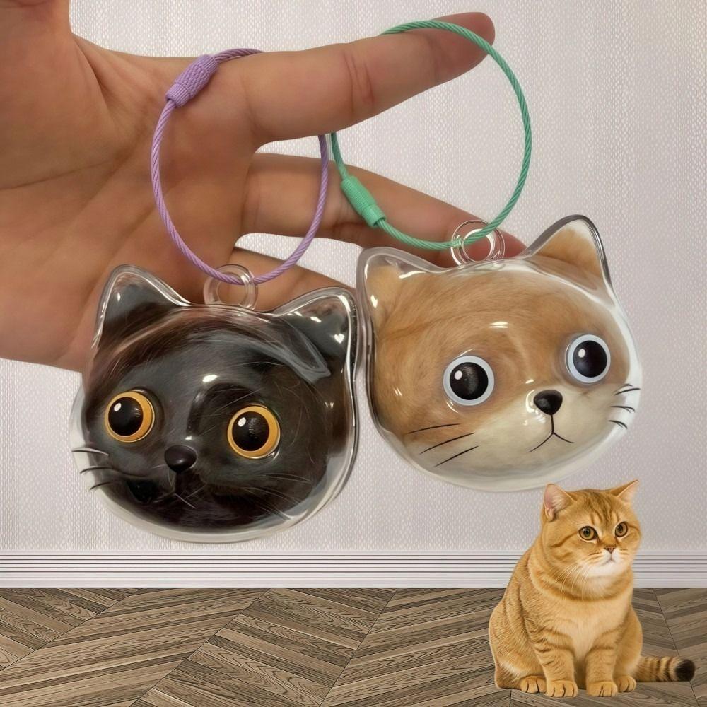 Transparent Cat Hair Collector Keychain Feline Fur Storage Box Creative Pet Hair Holder Hanging Accessory for Cat Owners