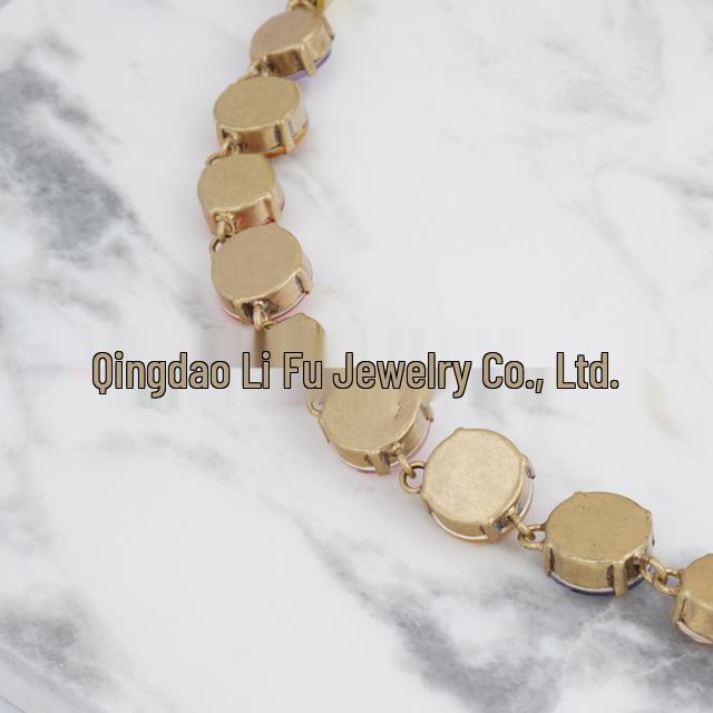 French Niche Colorful Zircon Necklace & Bracelet Set - Women's High-End Retro Choker Jewelry