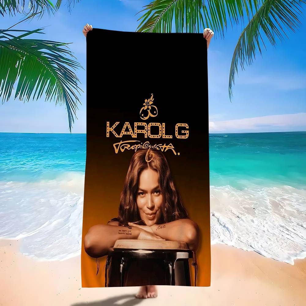 

K-karol G Tropicoqueta Beach Towel Colorful Bath Towels For Girl Microfiber Quick Dry Sand Free Beach Yoga Spa Gym Pool W30*H60(CM)