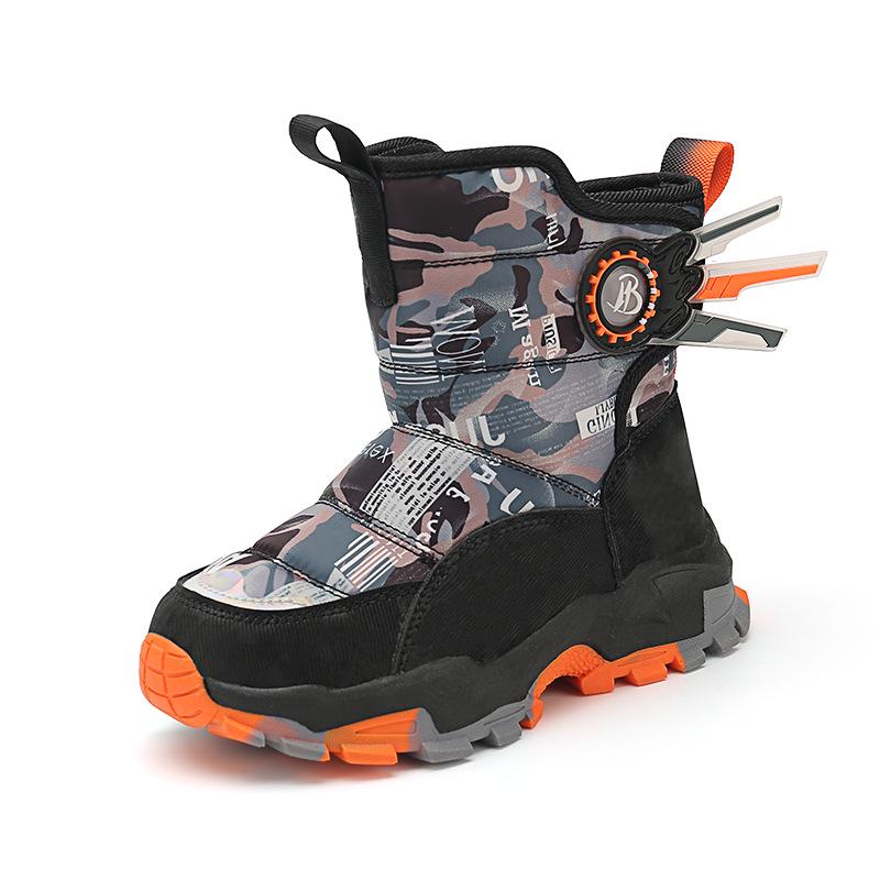 Boys  Snow Boots 2025: Winter Waterproof High-Top Velvet-Lined Cotton Shoes for Kids 37