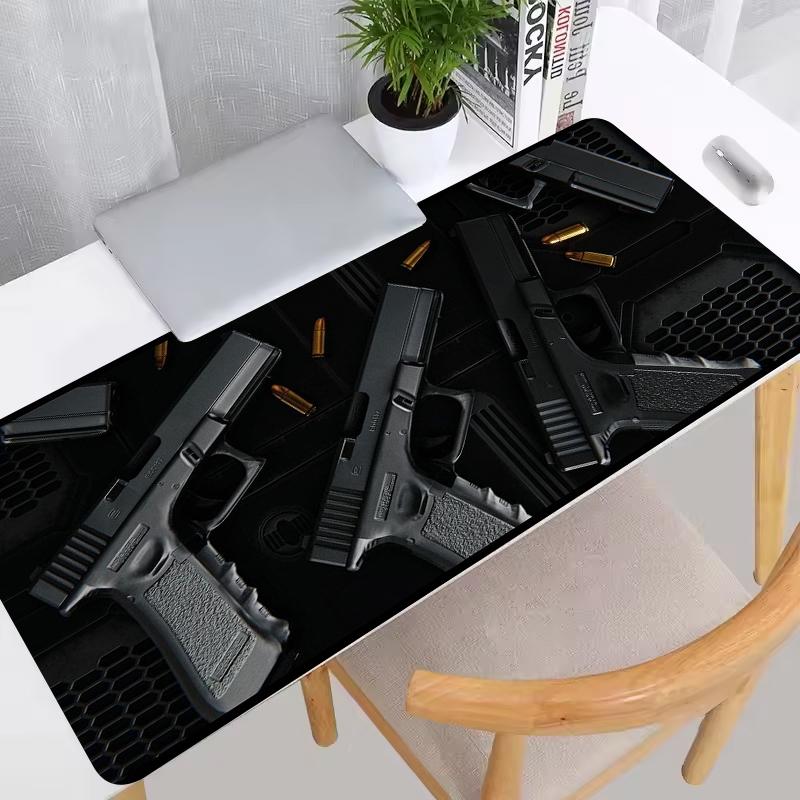 Tappetino Mouse Grande Pistola Fucile Revolver Design Gioco di Precisione Base in Gomma Antiscivolo 80X40 Superficie Lavabile Tappetino per Scrivania