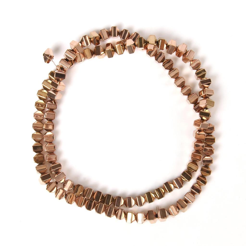 Handgefertigte Bastelfarbe, rosévergoldete Hämatitperlen, natürliche Rondelle-Perlen für Schmuckherstellung, DIY-Charms, Armband-Zubehör, 38,1 cm