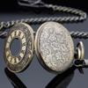 Pocket Watch Hollow Blue Starry Design Roman Numerals Vintage Quartz Pocket Watch with Chain Men's Pocket Watch