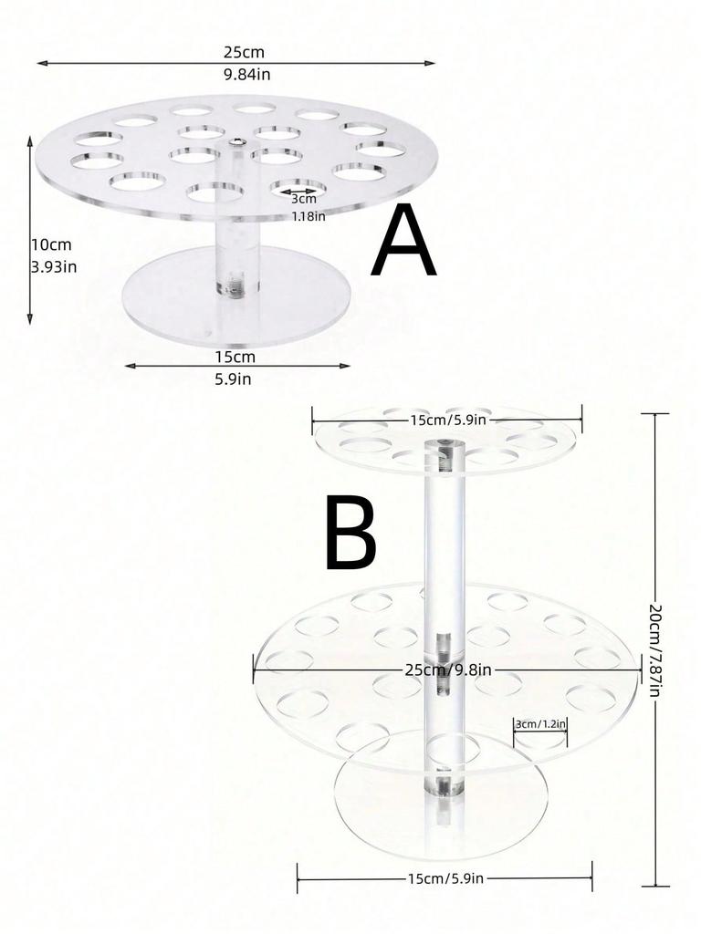 1 pc 16 hole acrylic transparent ice cream rack, cone cone display rack, cake cone rack, popcorn flower rack, .