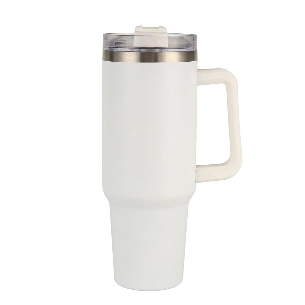 40oz Stainless Steel Beer Mug with Handle and Straw