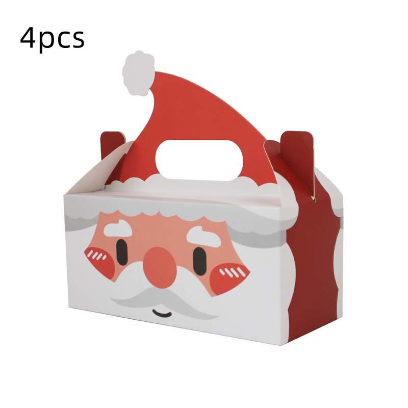 4PCS Foldable Christmas Treat Boxes Mini Cute Santa Cardboard Present Candy Cookie Boxes with Handles Holiday Party Favor