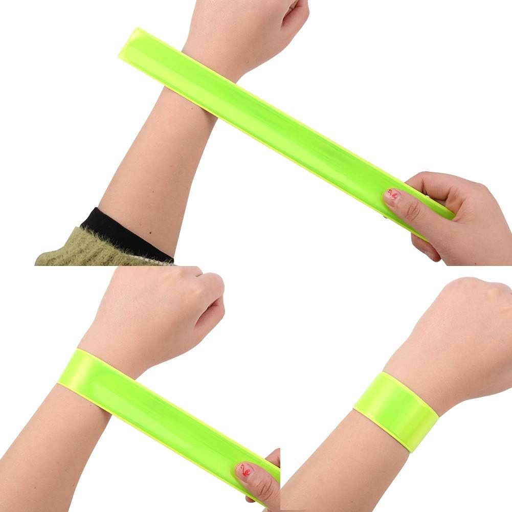 20 Pcs Reflector Snap Bands Fluorescent Slap Armbands High Visibility Slap Reflector Strips Safety Bands For Children Adults Boys And Girls When