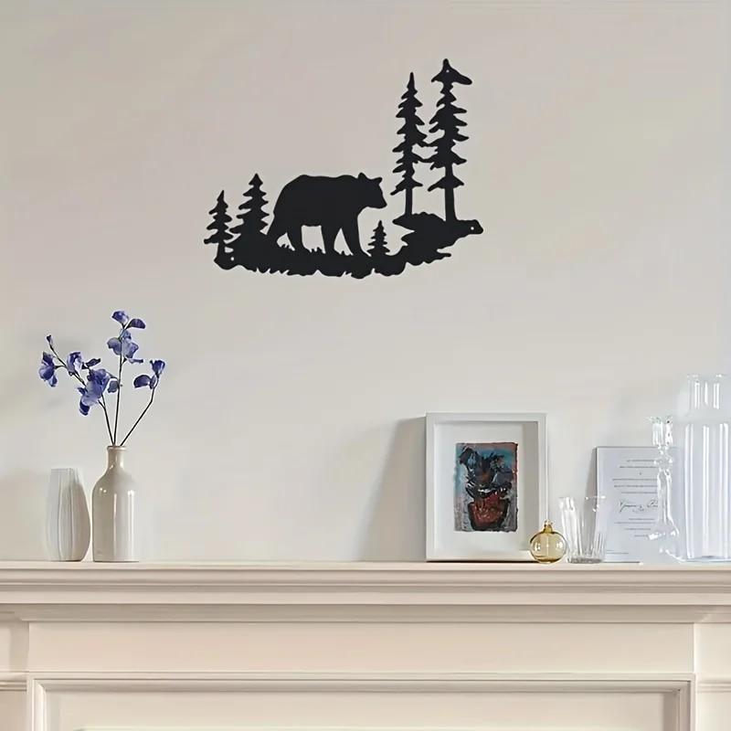 

Metal Grove Brown Bear Wall Hanging Art Decorations Home Living Room Wall Crafts Wrought Silhouette Decorative Wall Art Decor