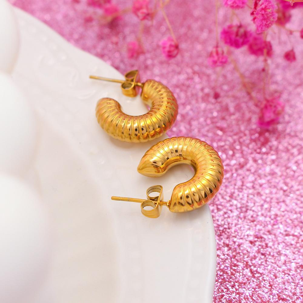 Retro Y2K Gold-Plated Stainless Steel Earrings - European & American Light Luxury Titanium Trend.