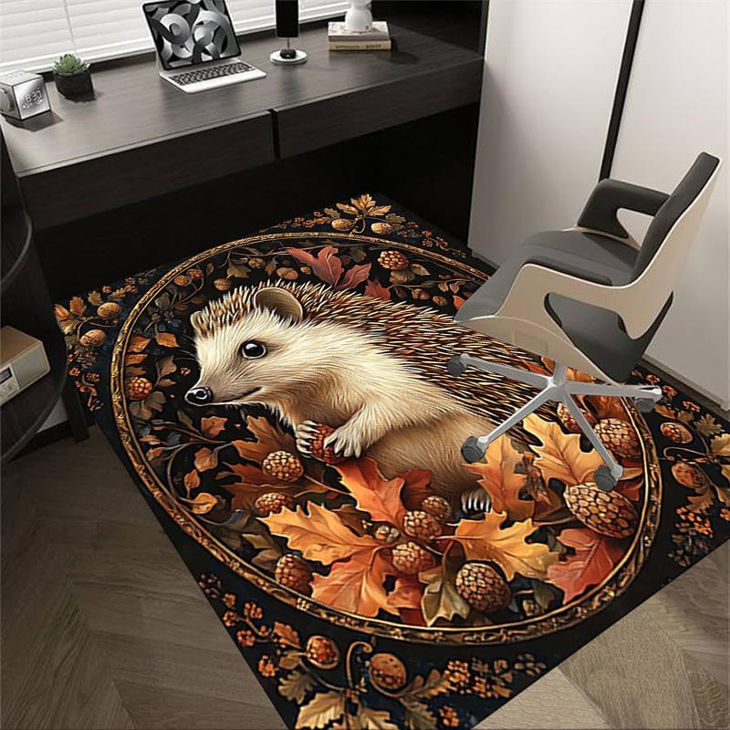 1PC Hedgehog, Autumn Extra Large Non Slip Floor carpet, Office, family, bedroom, Studio Large Area Rug Indoor Rugs, Vibrant Colors