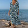 Abiti Da Donna Tunichetta Stampa Vintage Con Cintura Abito Midi Estivo Casual Manica 3/4