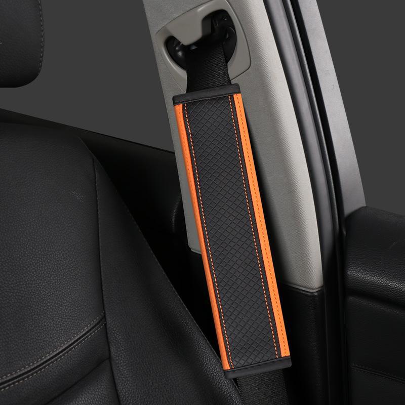 Embossed Fiber Leather Car Seat Belt Shoulder Strap Cover 1Pc Decompression Comfort Easy To Clean for Daily Use 1PCS