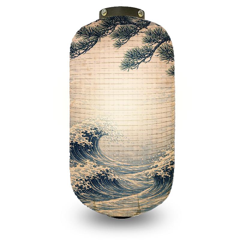 Japanese Style Ukiyo-e Traditional Sea Wave Printed Lantern Hanging Cloth Lantern Izakaya Restaurant Cuisine Wedding Party Decor