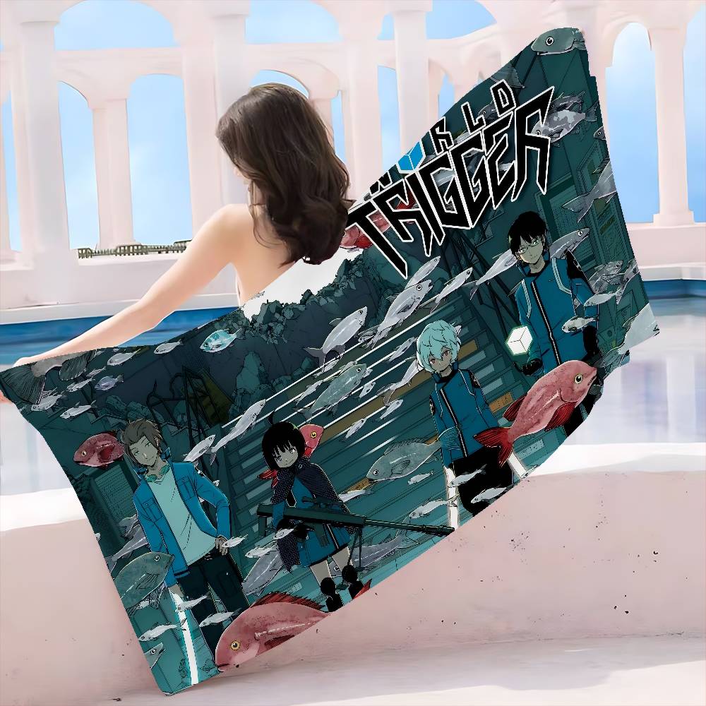 Anime Cartoon World Trigger Microfiber Printed Beach Towel Mountain Climbing Yoga Beach Swimming Running Absorbent Soft Towel