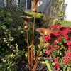 Planter Decoration Stake Triple Bluebells Garden Stake Metal Flower with Bell Calla Lilies Yard Art Sculpture Rustic Handmade Ornament for Outdoor