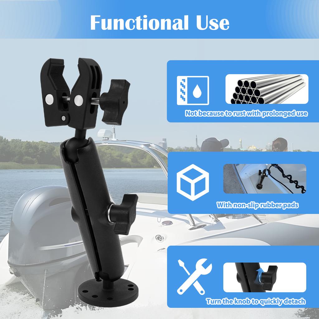 Suporte Estabilizador para Motor de Pesca com Trolling Braçadeira de Suporte Ajustável 360° Garra Resistente Liga de Alumínio Eixo do Motor de Pesca com Trolling para Barco