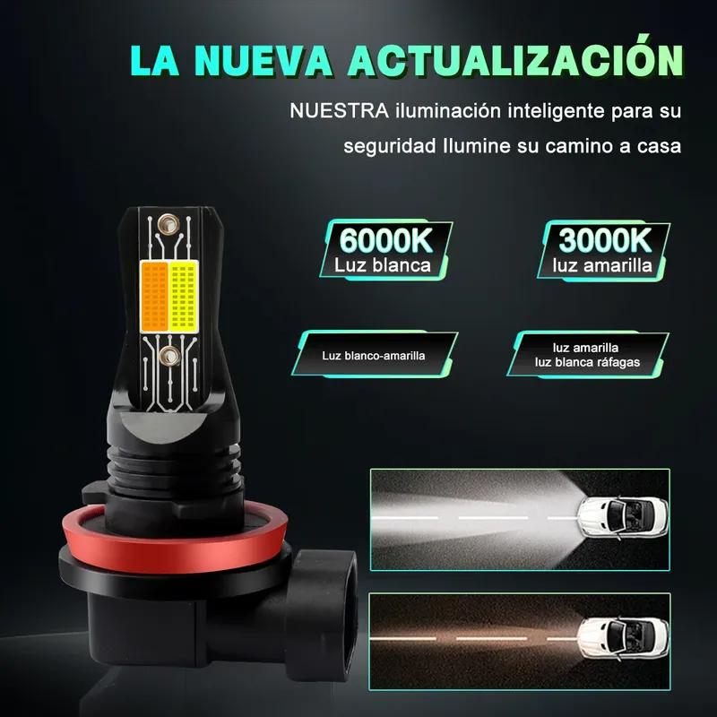 Tricolor Strobe H11 H8 9006 HB4 HB3 9005 H1 H3 H7 880 881 5202 H16 COB Fog Lights LED Bulb Car Day Driving Running Light 3000LM