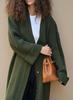 Europe, America autumn and winter women's clothing extended cardigan knitted sweater solid color casual loose jacket sweater