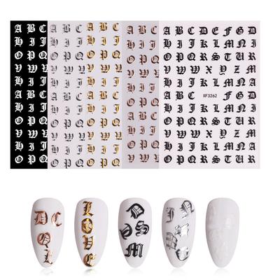5 Sheet Abstract Alphabet Nail Stickers Decals Nail Art Decoration