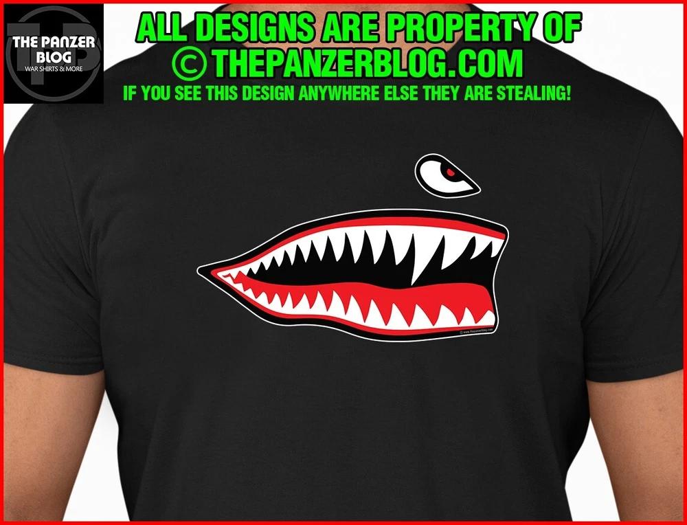WWII US Smiling Shark T-Shirt Army AF L